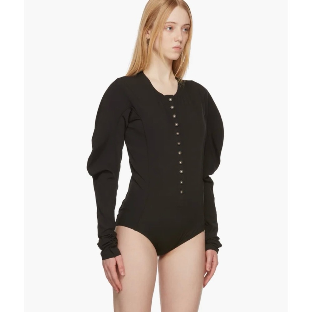 Low Classic Slim Button Bodysuit Black Size M NWT